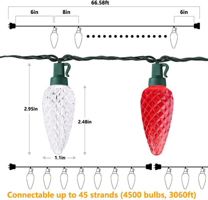 Brizled 100 LED C9 Lights as Holiday Gift for Her, 66FT Decorative Faceted Christmas Set