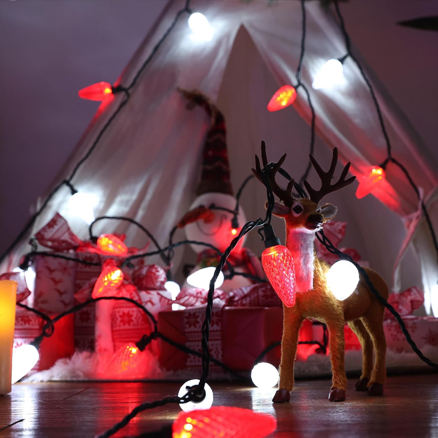 Brizled 100 LED C9 Lights as Holiday Gift for Her, 66FT Decorative Faceted Christmas Set