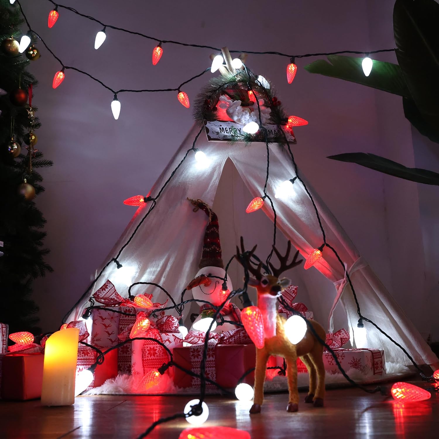 Brizled Flicker-Free C9 String Lights – Gentle, Stable Glow for Children's Nursery and Family Tree