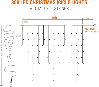 Brizled Icicle Lights 29ft – Kids Room Christmas Lights, Auto-Off Timer 6H/8H Multicolor Fun