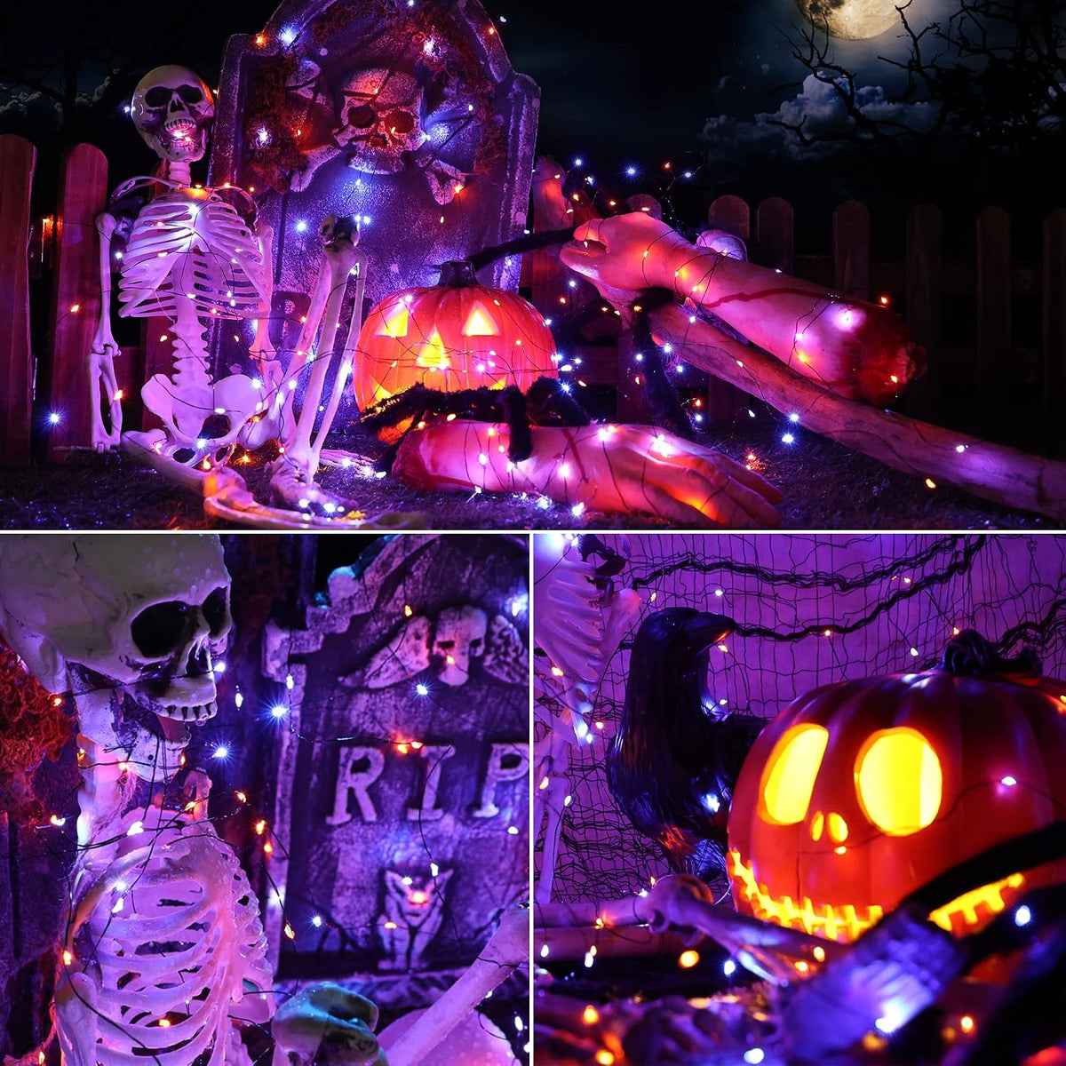 Brizled Solar Halloween String Lights – 78ft Patio and Camping Glow with 8 Modes, Waterproof 2-Pack