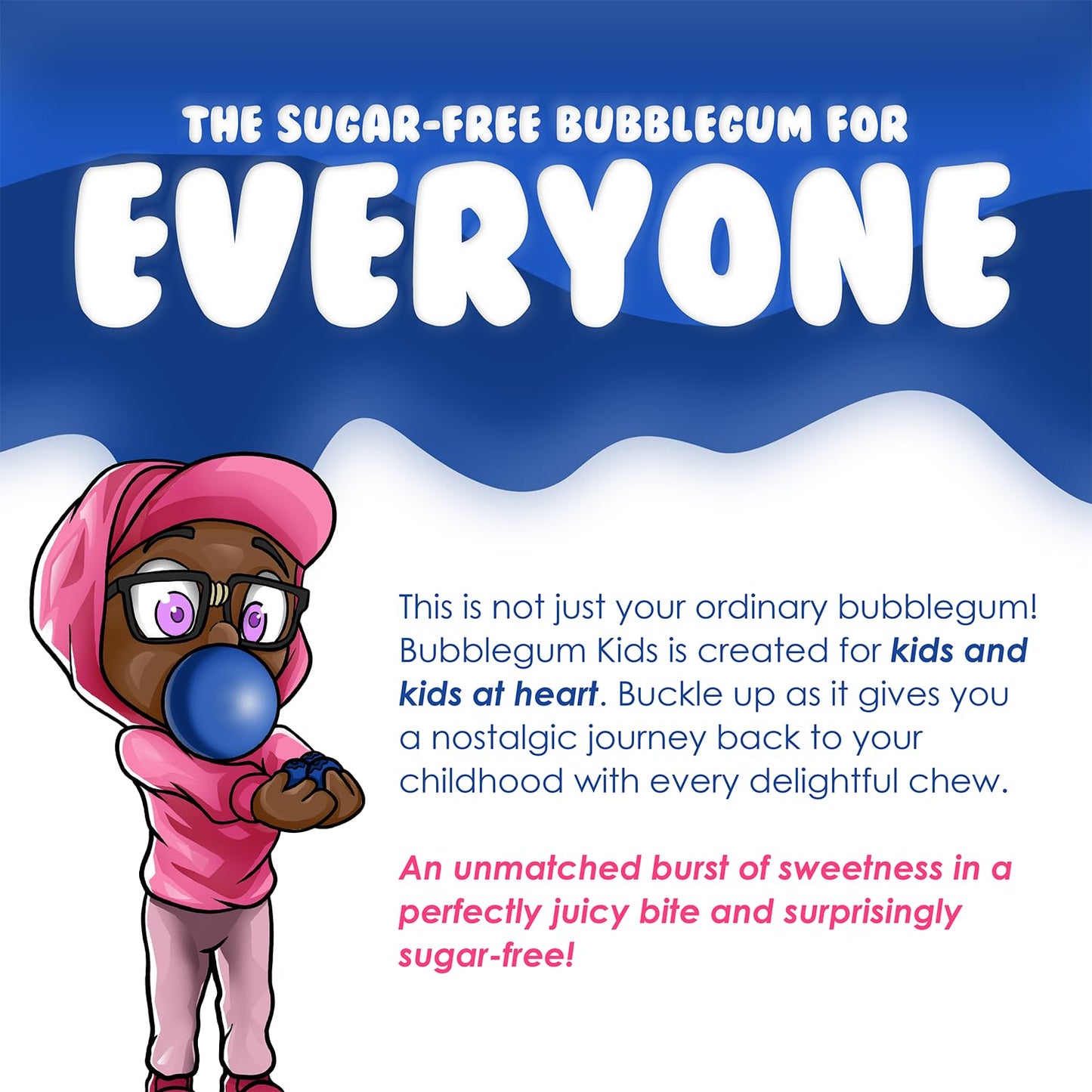 Bubblegum Kids Sugar Free Gum – Sugar Free Bubble Gum for Daily Wellness Routines, Road Trips, and Meal Replacement