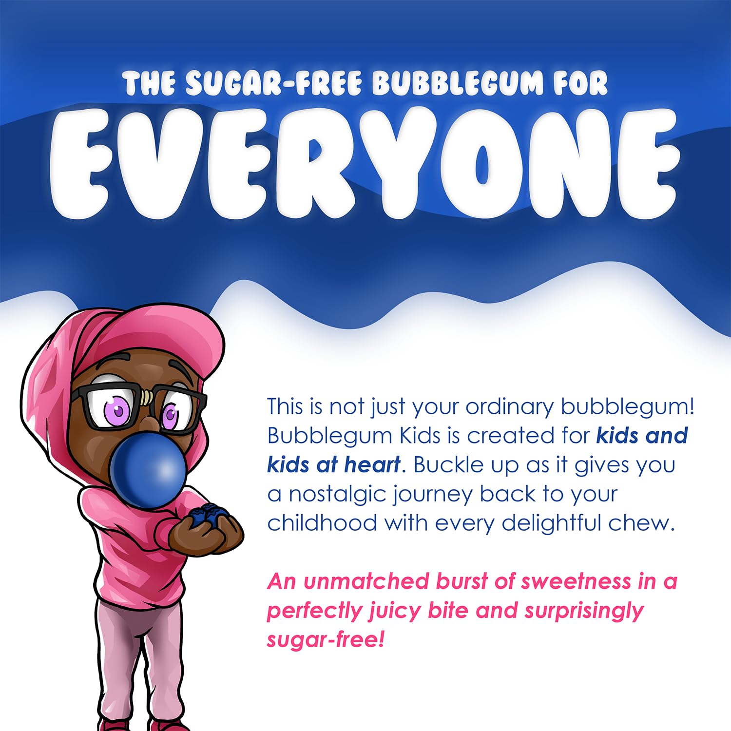 Bubblegum Kids Sugar Free Gum – Sugar Free Bubble Gum for Daily Wellness Routines, Road Trips, and Meal Replacement
