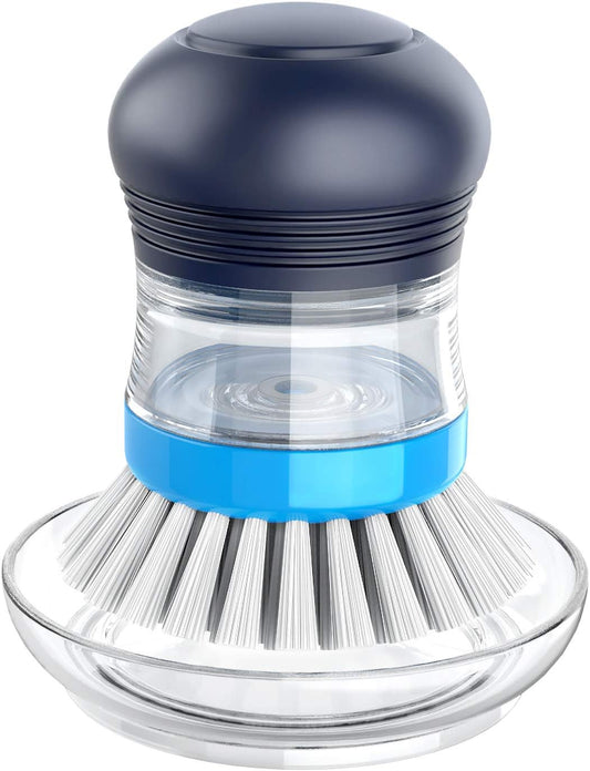 built-in twist-to-fill soap reservoir with push-button top dispensing