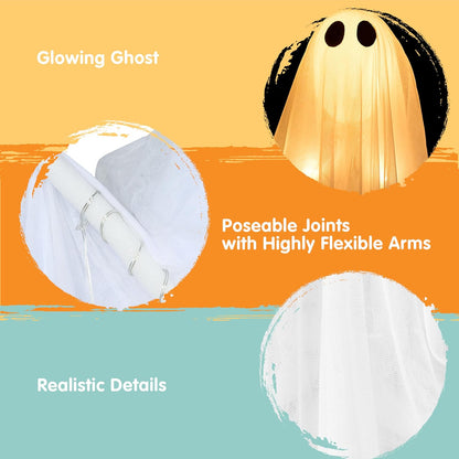 built-in warm white led lights illuminating the ghost body