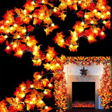 Child Friendly Autumn Garland for Mantel and Staircase – Flameless LED, Cool Surface