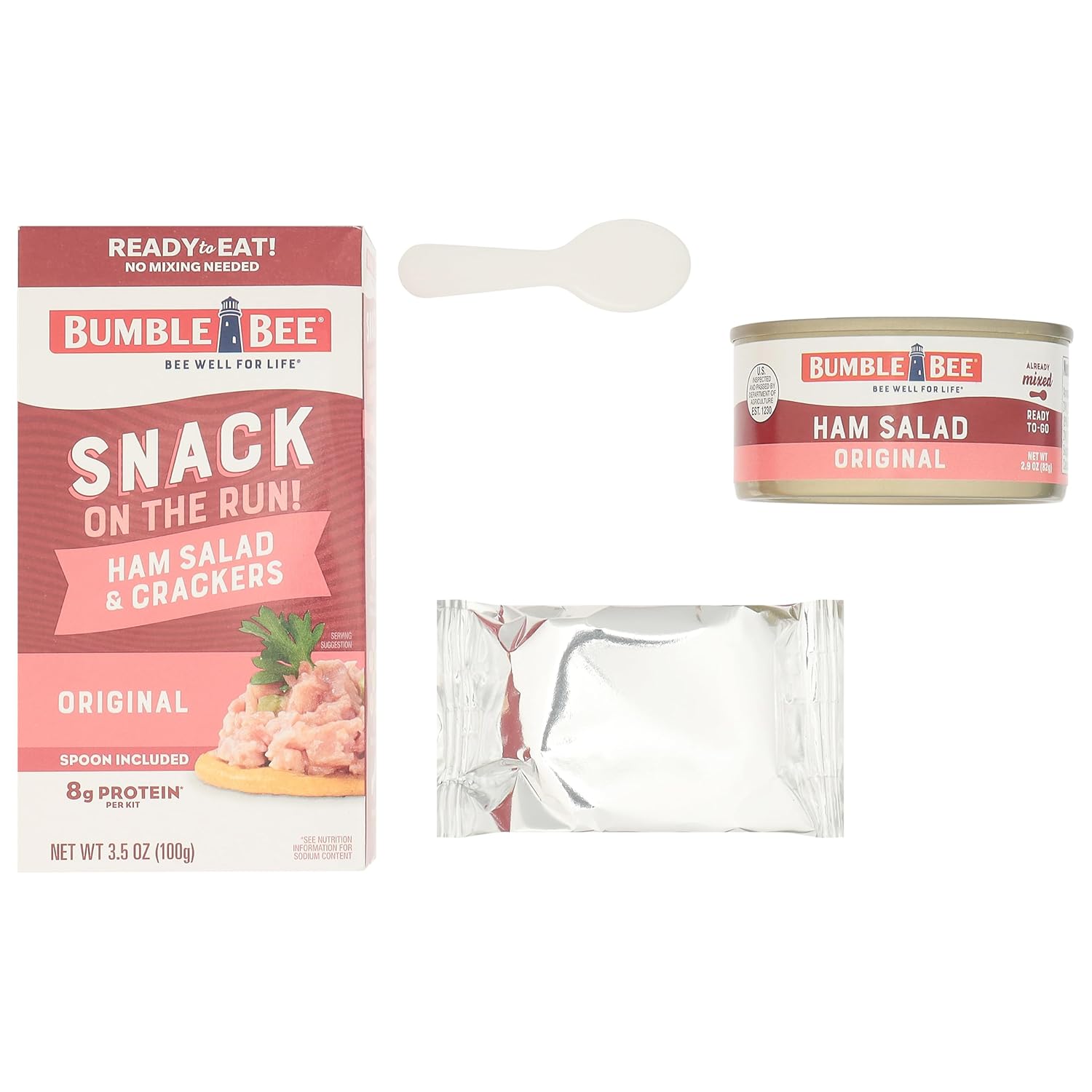 Bumble Bee Snack On The Run Ham Salad Kit - Office Pantry Staple for Between-Meeting Snacking
