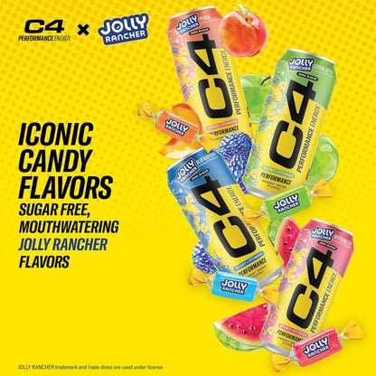 C4 Performance Energy Green Apple – Dorm Room Study Fuel, Carbonated Zero Sugar Energy Drink with Beta-Alanine for Long Work Sessions