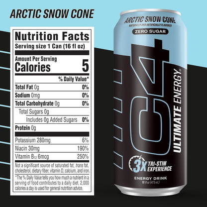C4 Ultimate Pre Workout Energy Drink for Home Office Productivity and Afternoon Focus Without Crash, 16oz Pack of 12