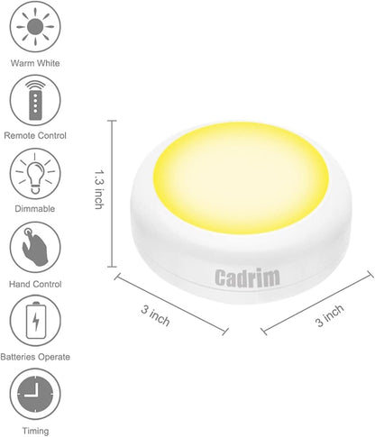 Cadrim LED Puck Lights - Cool-to-Touch Portable Light for Kids' Rooms and Toddler Bedtime Routines
