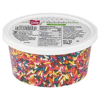 Cake Mate Rainbow Jimmies – Gift-Ready Party Tub for the Hostess, Home Baker, or DIY Dessert Decorator, 10.5 oz
