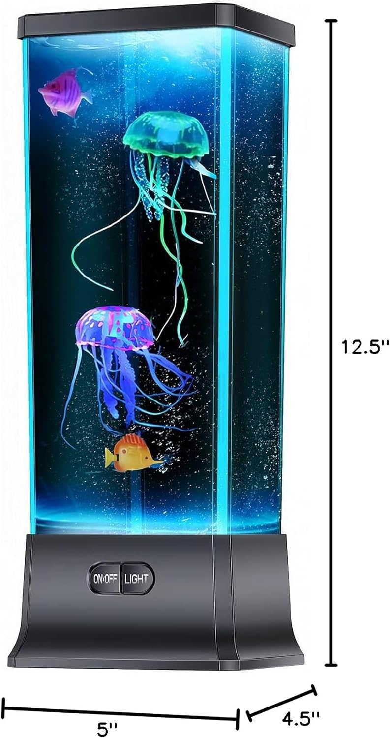 CALOVER Faux Jellyfish Aquarium – Thoughtful Christmas Gift for Mom, Soothing Night Light with Auto Shut-Off