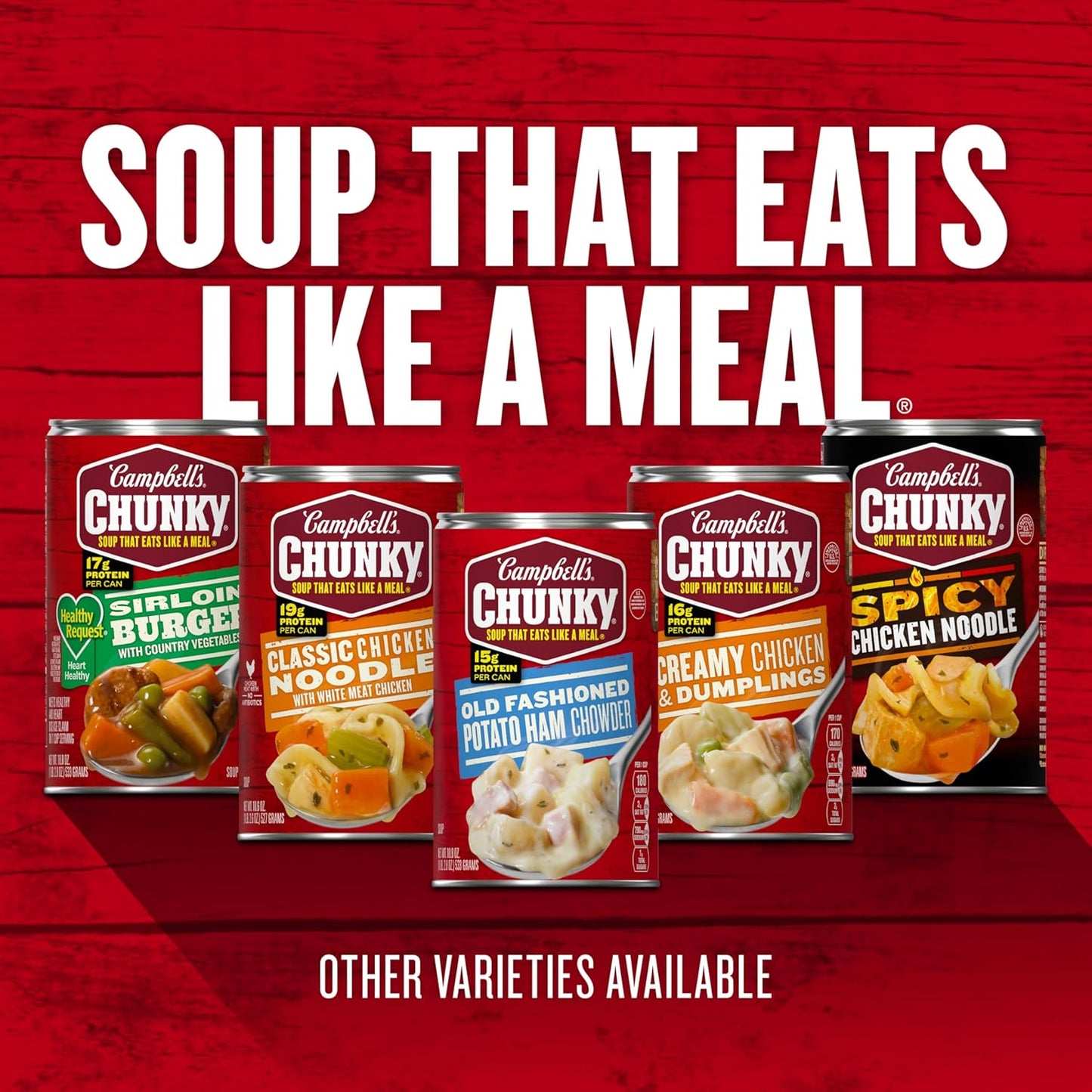 Campbell's Chunky Sirloin Burger Country Vegetables Soup – Kid-Friendly Pull-Tab Can for Lunch Boxes, Camping Trips, and Weekend Lunches