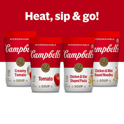 Campbell's Sipping Soup Creamy Tomato – Compact Tomato Bisque Cup for Clutter-Free Office Pantry Storage