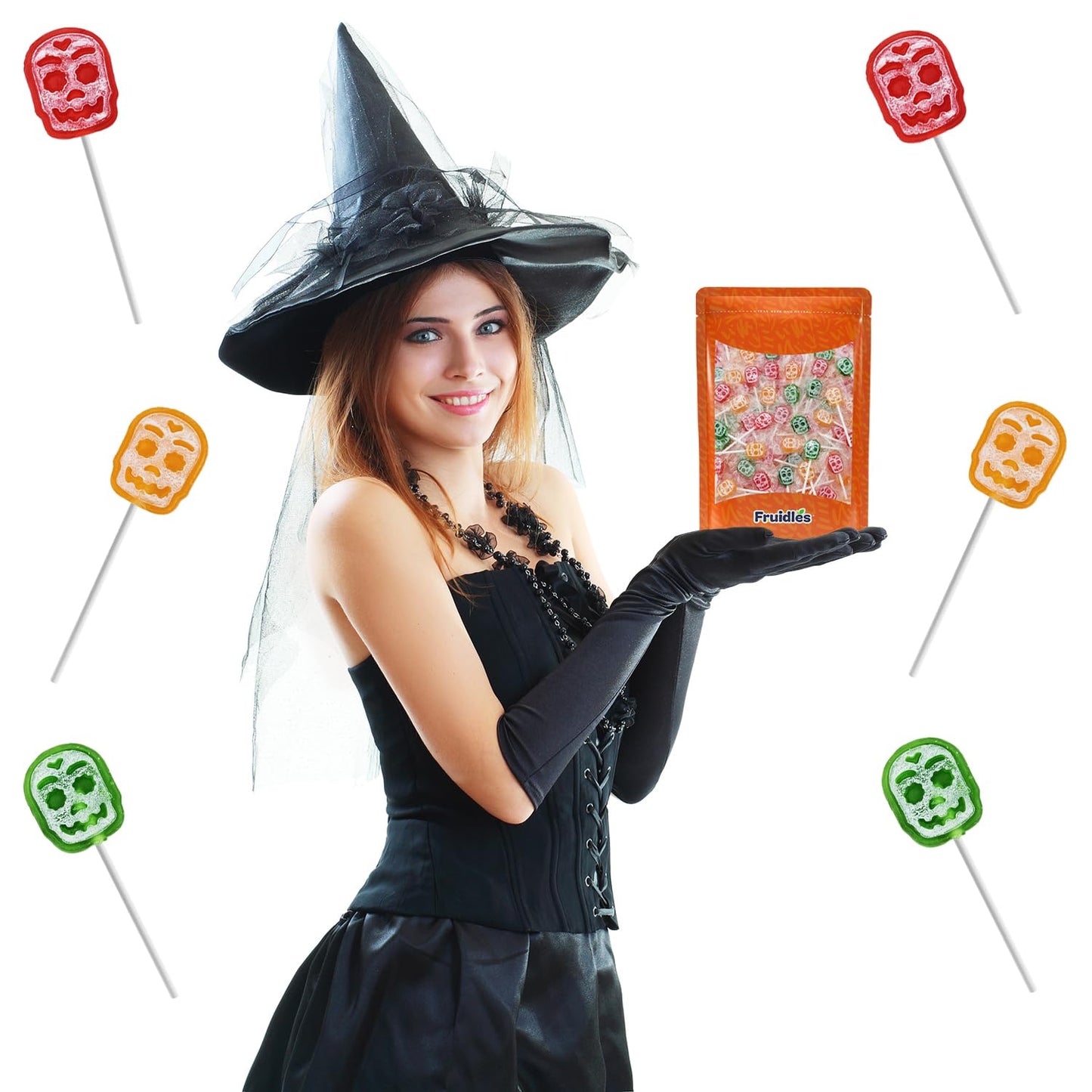 Candy Pop Co. Skull Lollipops – Festive Candy Bowl Accent for Living Room and Entryway Halloween Styling