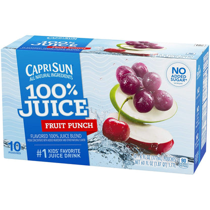 Capri Sun Fruit Punch 10-Pack – Single-Serve Pouches for Park Playdates and Camping Coolers