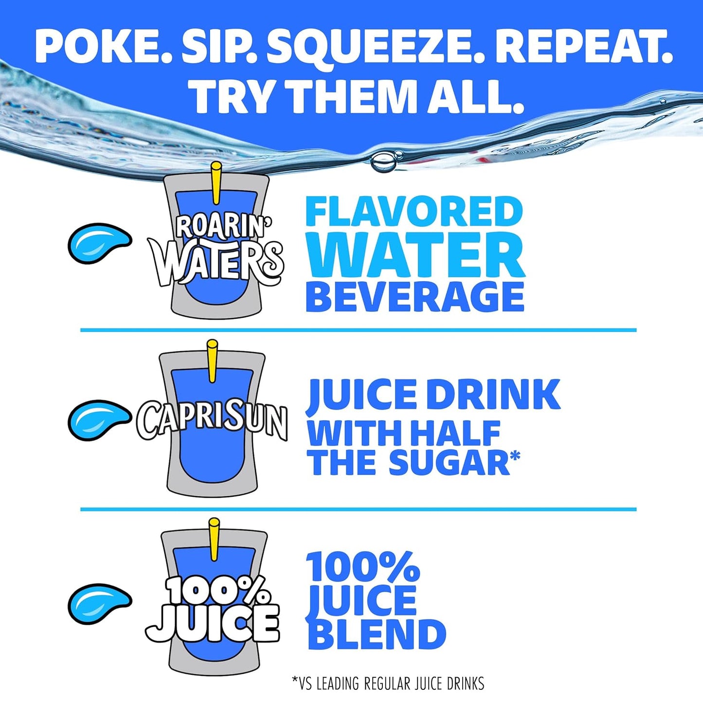 Capri Sun Roarin' Waters Tropical Punch – Hostess-Ready Party Beverage for Kids' Celebrations, 40 ct