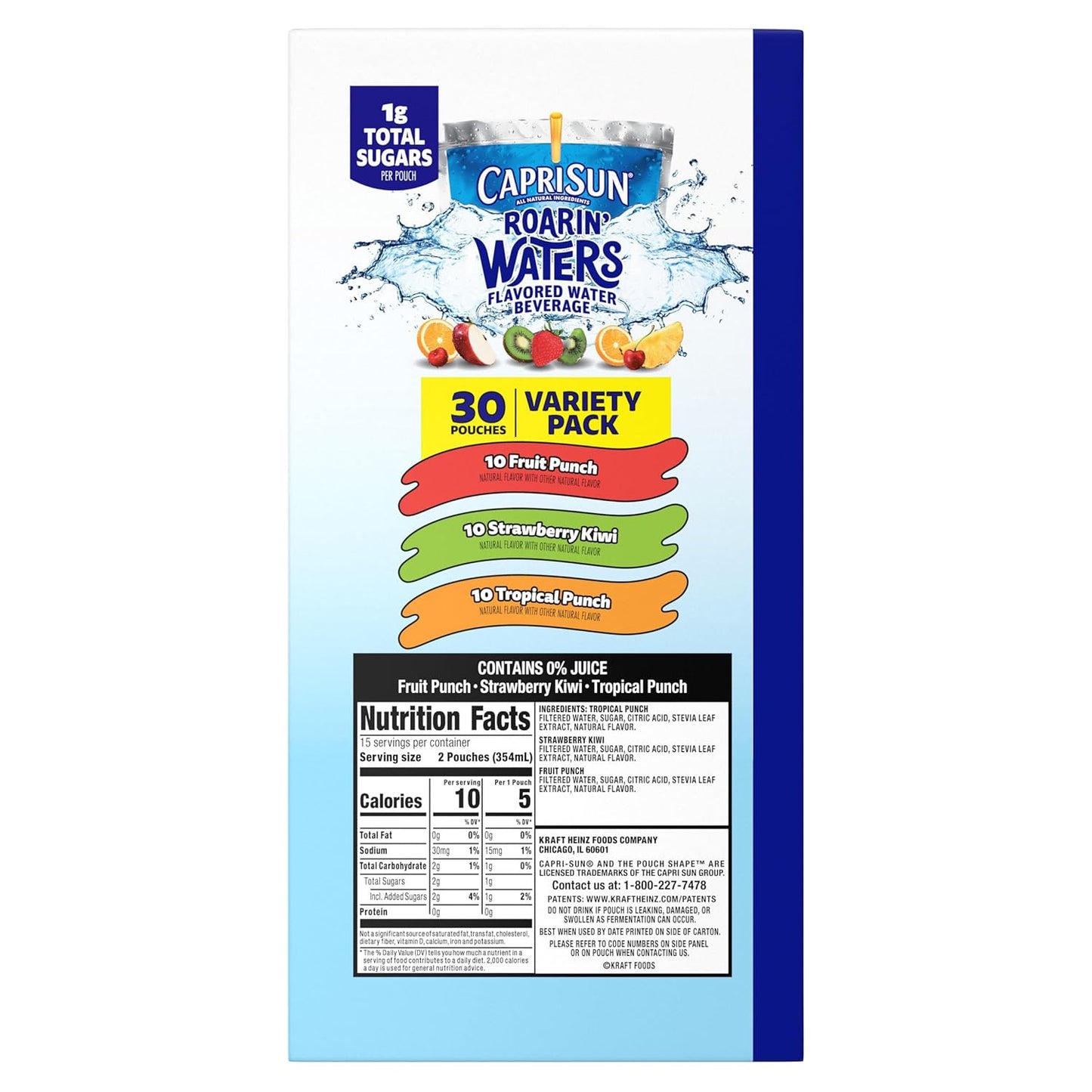 Capri Sun Roarin' Waters Variety Pack – On-the-Go Hydration for Summer Cookouts and Outdoor Adventures, 30 Pouches