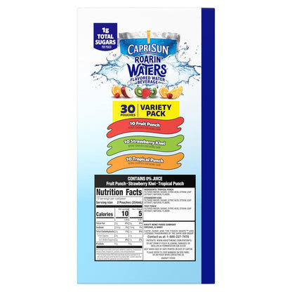 Capri Sun Roarin' Waters Variety Pack – On-the-Go Hydration for Summer Cookouts and Outdoor Adventures, 30 Pouches
