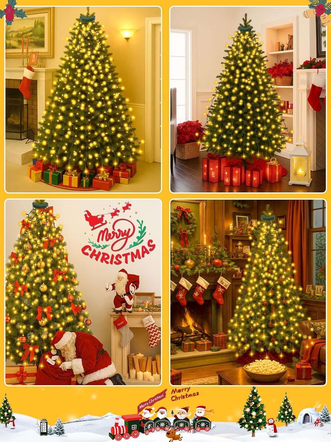 Cascadia Lights Smart Christmas Tree Lights for Productive Morning Routines, Voice-Activated 12-Mode Lights with Hands-Free 6h/18h Auto Timer