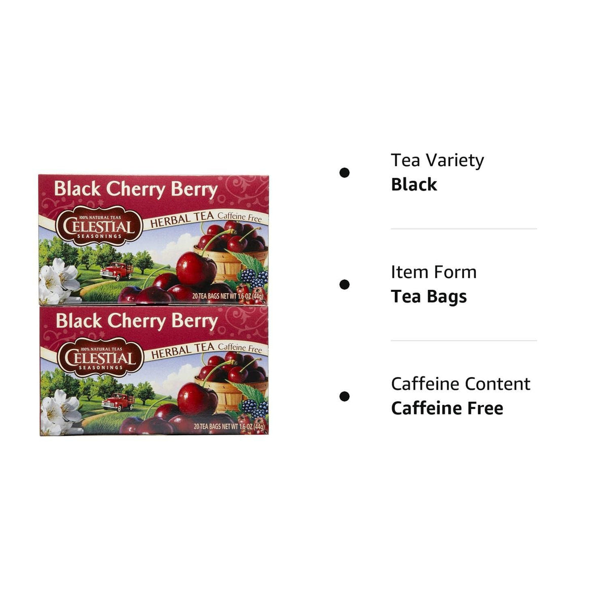Celestial Seasonings Black Cherry Berry Children's Tea – Clean-Label Fruit Drink Alternative for the Playroom, 40 Count