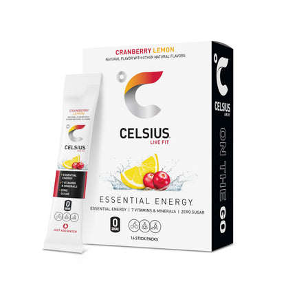 CELSIUS On The Go Cranberry Lemon, Sugar Free Energy Drink Mix (14 Sticks per Pack)