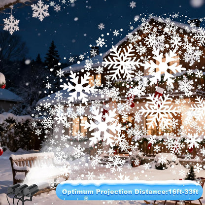 CertiSafe Triple Head Snow Projector with CE ROHS UL PSE Approvals, Cool-to-Touch LED Holiday Lighting for Family Friendly Winter Decor