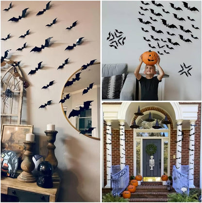 CESOF Halloween Yard Decoration Bats – 70-Piece 3D Waterproof PVC Swarm for Porch, Driveway Walls & Outdoor Party Setup