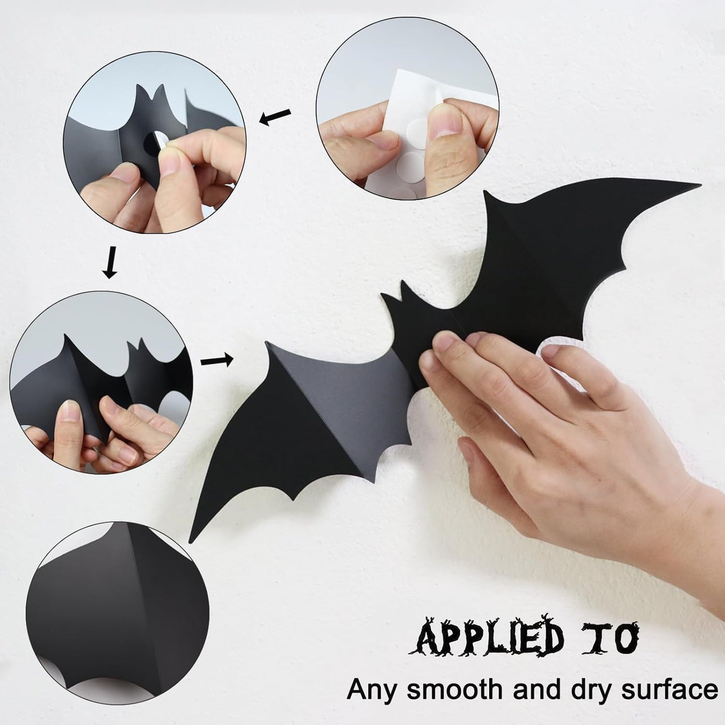 CESOF Halloween Yard Decoration Bats – 70-Piece 3D Waterproof PVC Swarm for Porch, Driveway Walls & Outdoor Party Setup
