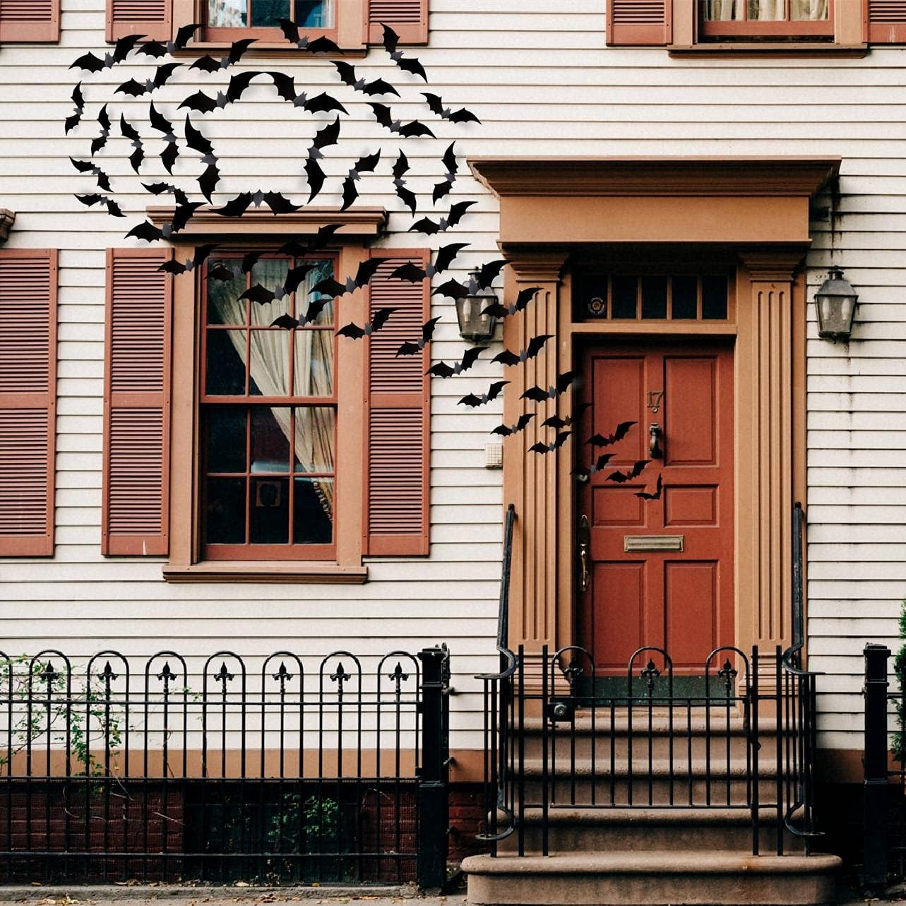 CESOF Halloween Yard Decoration Bats – 70-Piece 3D Waterproof PVC Swarm for Porch, Driveway Walls & Outdoor Party Setup