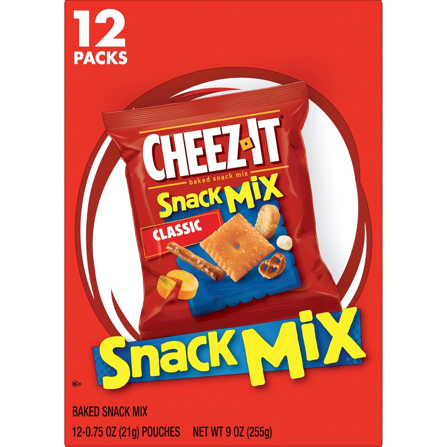 Cheez-It Snack Mix, After-School Snack Variety for Kids, 12 Individually Wrapped Pouches for Lunchboxes and Totes