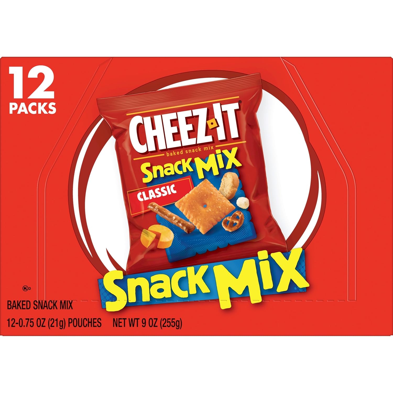 Cheez-It Snack Mix, After-School Snack Variety for Kids, 12 Individually Wrapped Pouches for Lunchboxes and Totes
