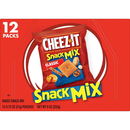 Cheez-It Snack Mix, After-School Snack Variety for Kids, 12 Individually Wrapped Pouches for Lunchboxes and Totes