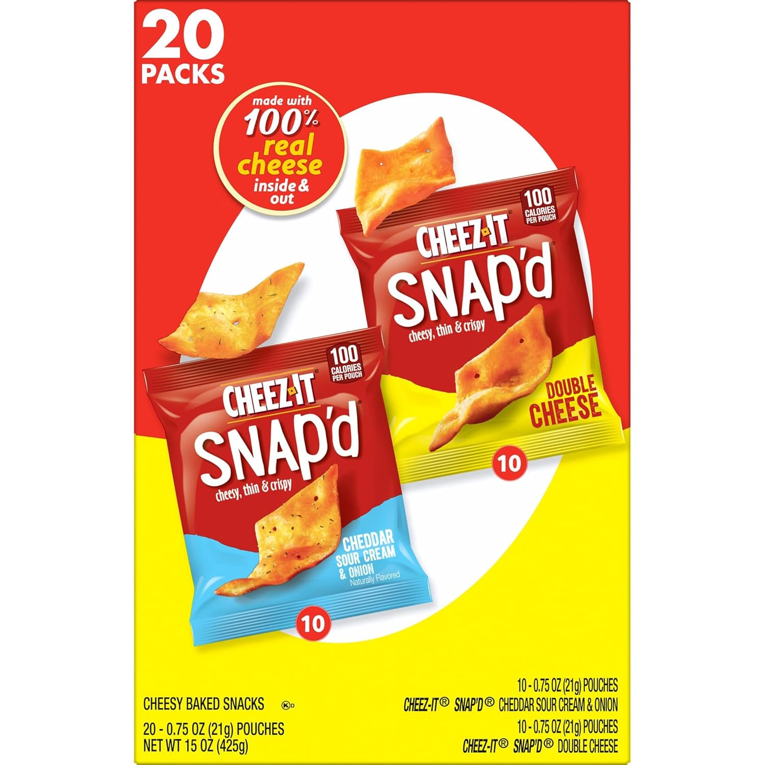 Cheez-It Snap'd Workday Snack Pack, Crunchy Cheese Crackers for Afternoon Pick-Me-Ups