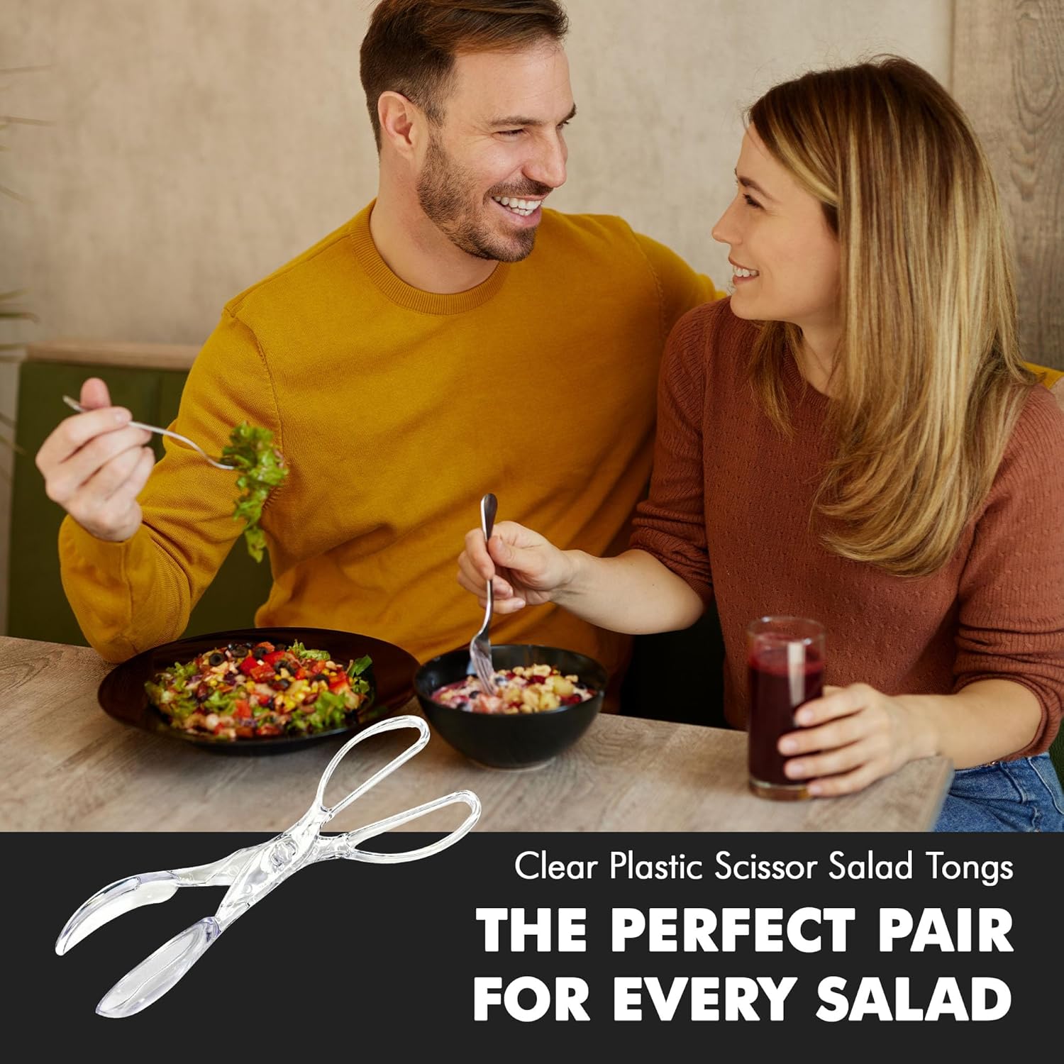 Chef Craft Premium Salad Scissor Tongs – Polished Clear Tongs for Living Room Entertaining Displays, Disassembles for Easy Cleaning