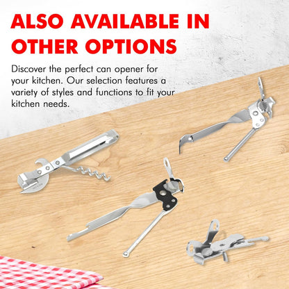 Chef Craft Select Can Opener – Slim Nickel-Plated Hand Crank Opener for Apartment Drawers and Clutter-Free Counters