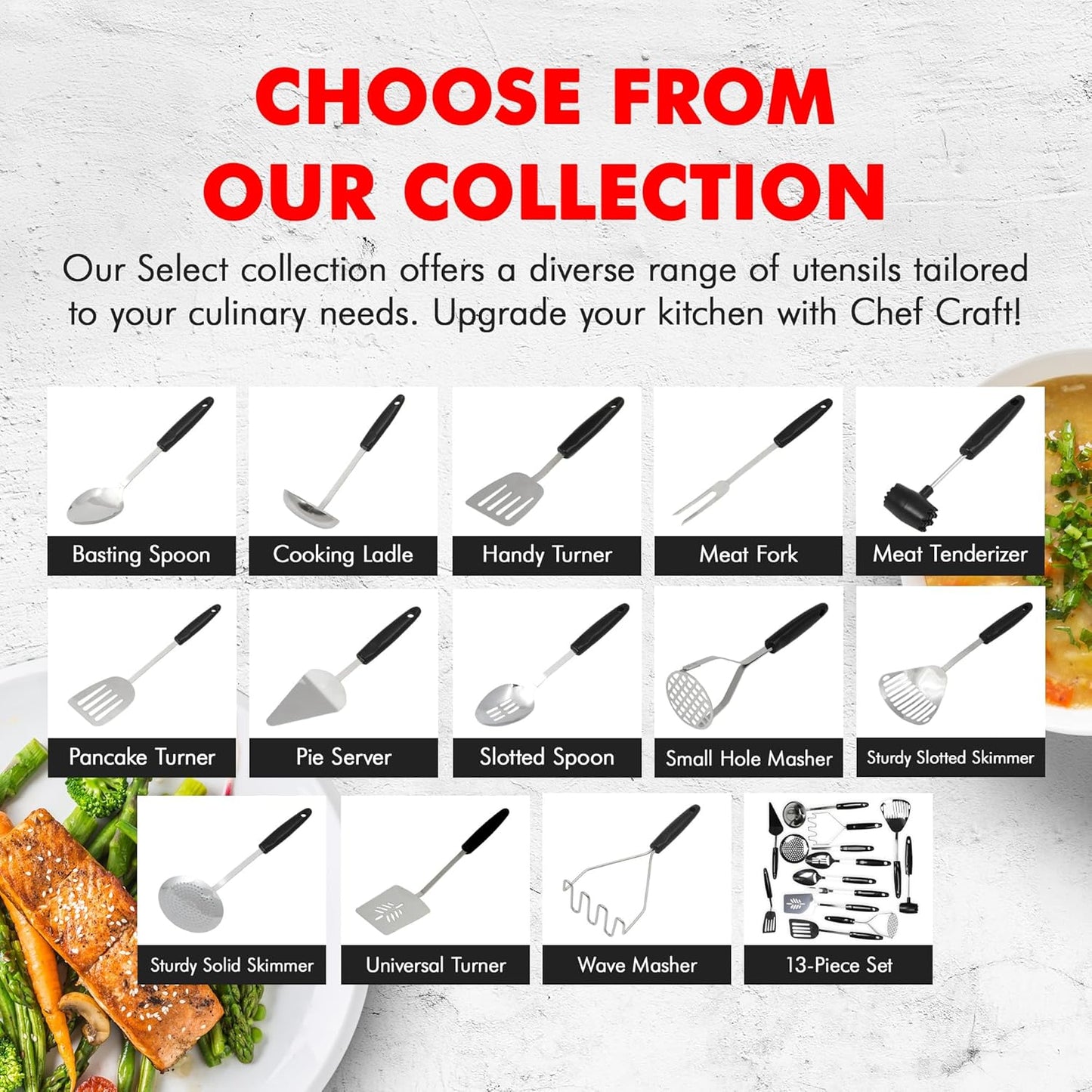 Chef Craft Select Sturdy Masher – Neutral-Toned Masher for Less-Is-More Starter Kitchen Collections