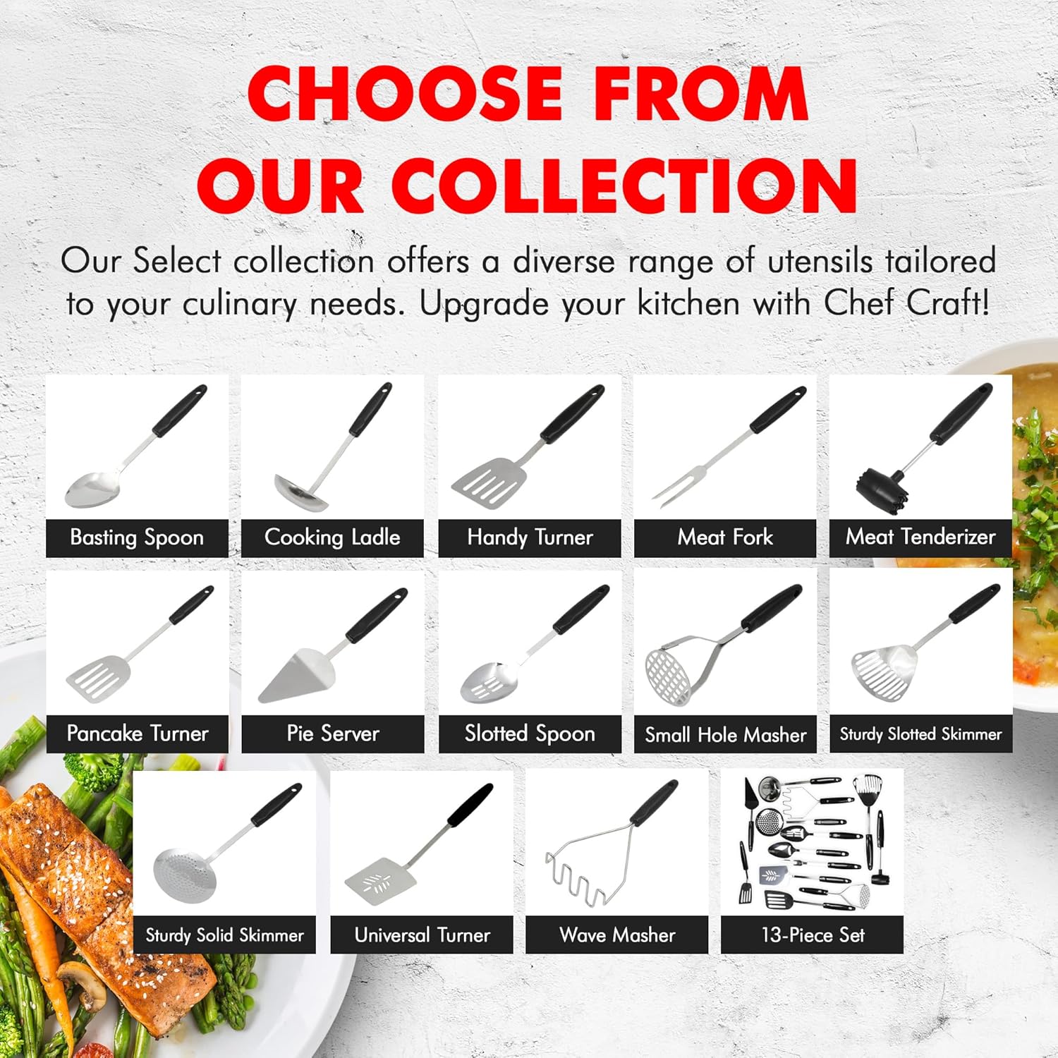 Chef Craft Select Sturdy Masher – Neutral-Toned Masher for Less-Is-More Starter Kitchen Collections