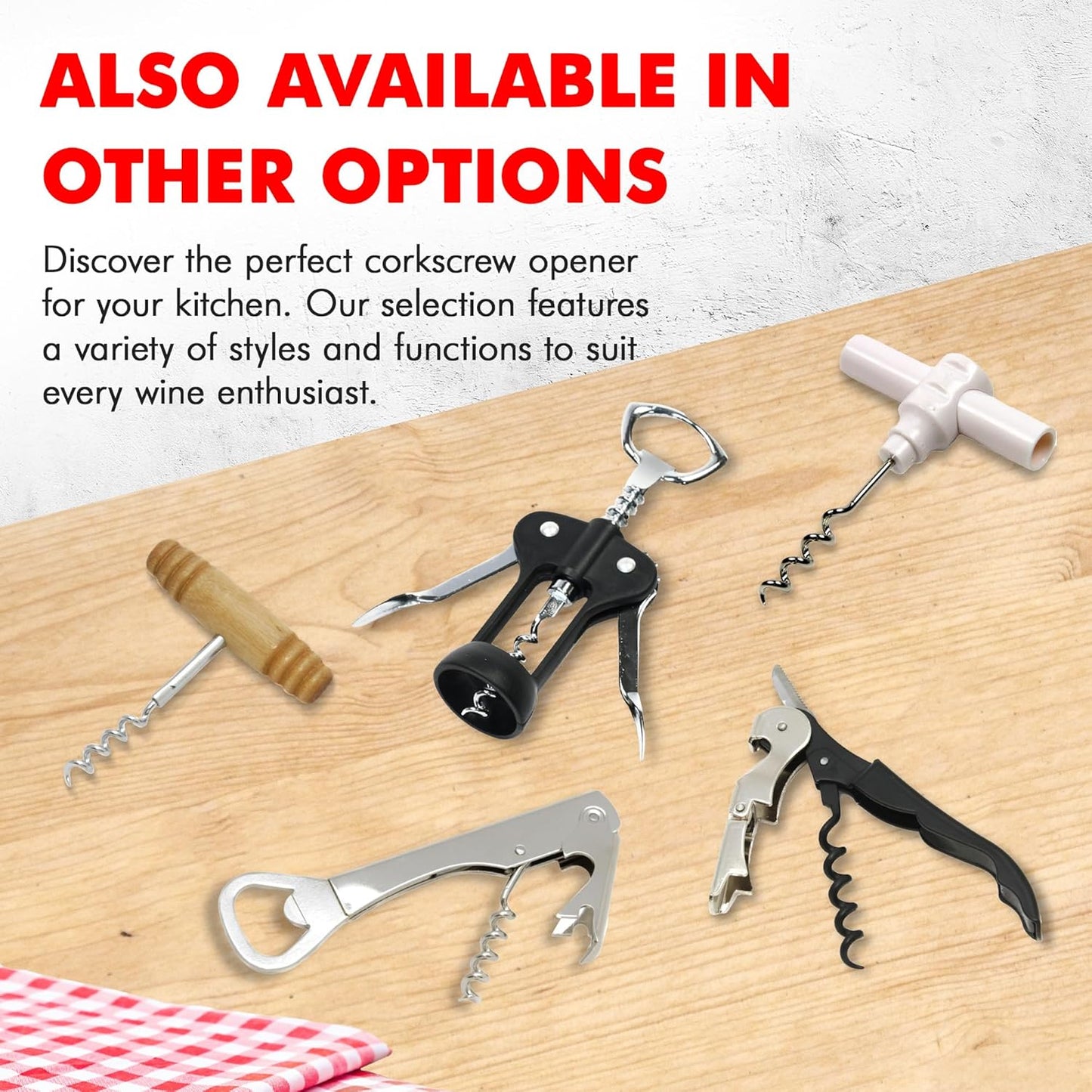Chef Craft Select Waiters Corkscrew – Housewarming Present for New Homeowners, 3-in-1 Wine Bottle Opener with Built-In Foil Cutter