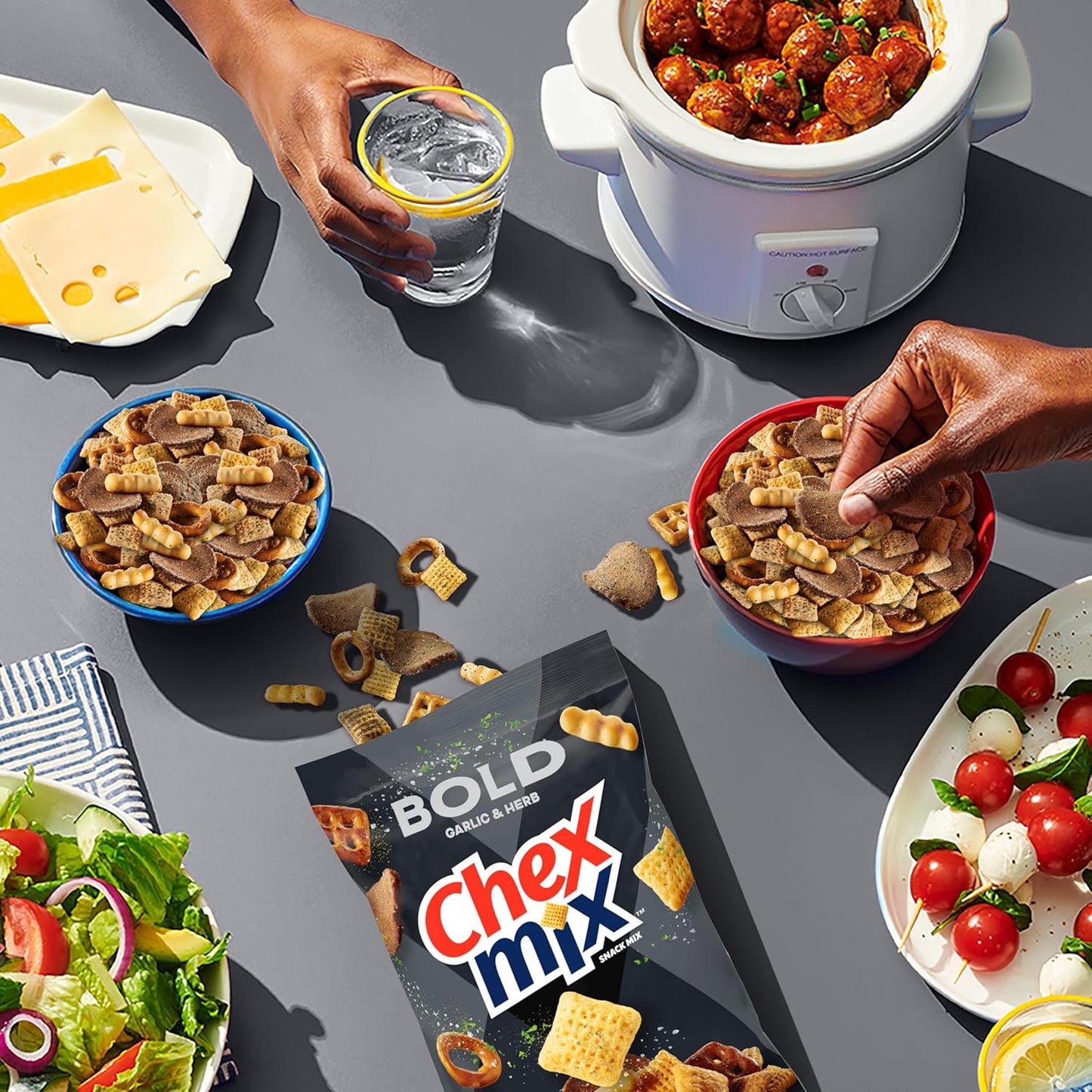Chex Mix Bold Garlic and Herb Snack Mix – Pantry Snack for Home Office Focus and Afternoon Work Breaks, 13.5 oz