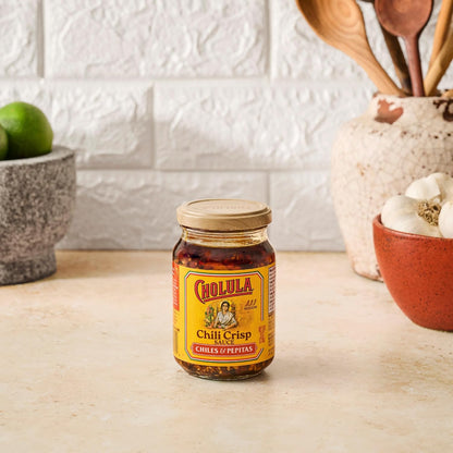 Cholula Chiles & Pepitas Chili Crisp – Sunflower Oil Based Topping for Mindful Weeknight Cooking, 8 oz