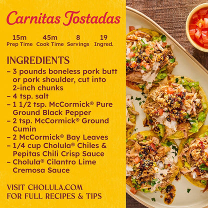 Cholula Chiles & Pepitas Chili Crisp – Sunflower Oil Based Topping for Mindful Weeknight Cooking, 8 oz