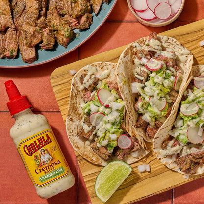 Cholula Cilantro Lime Creamy Sauce – Better-For-You Taco Topping with Lime & Cilantro for Balanced Plates, 8 oz Flip-Cap