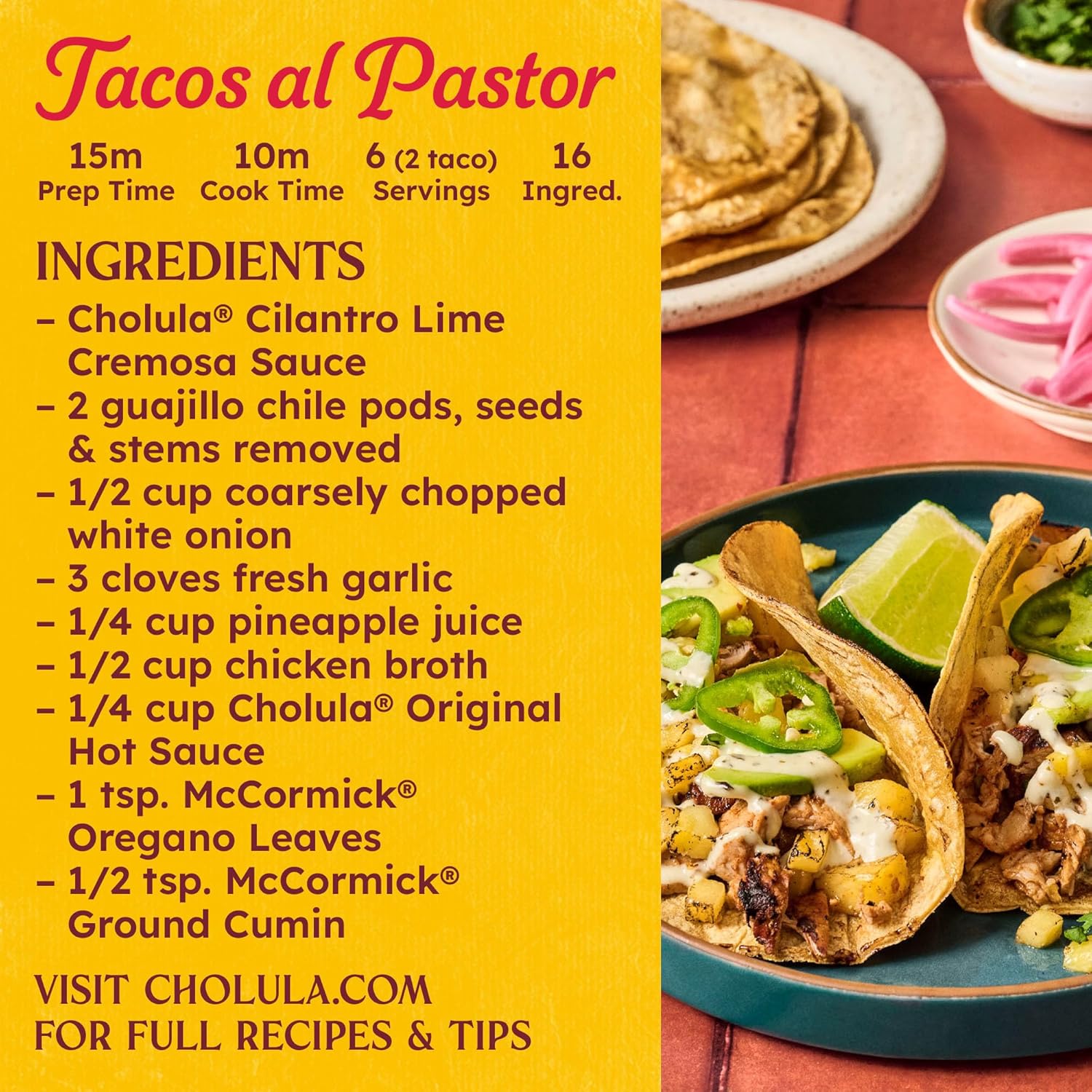 Cholula Cilantro Lime Creamy Sauce – Better-For-You Taco Topping with Lime & Cilantro for Balanced Plates, 8 oz Flip-Cap