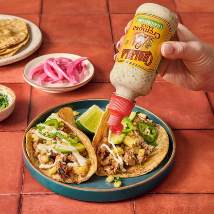 Cholula Cilantro Lime Creamy Sauce – Better-For-You Taco Topping with Lime & Cilantro for Balanced Plates, 8 oz Flip-Cap