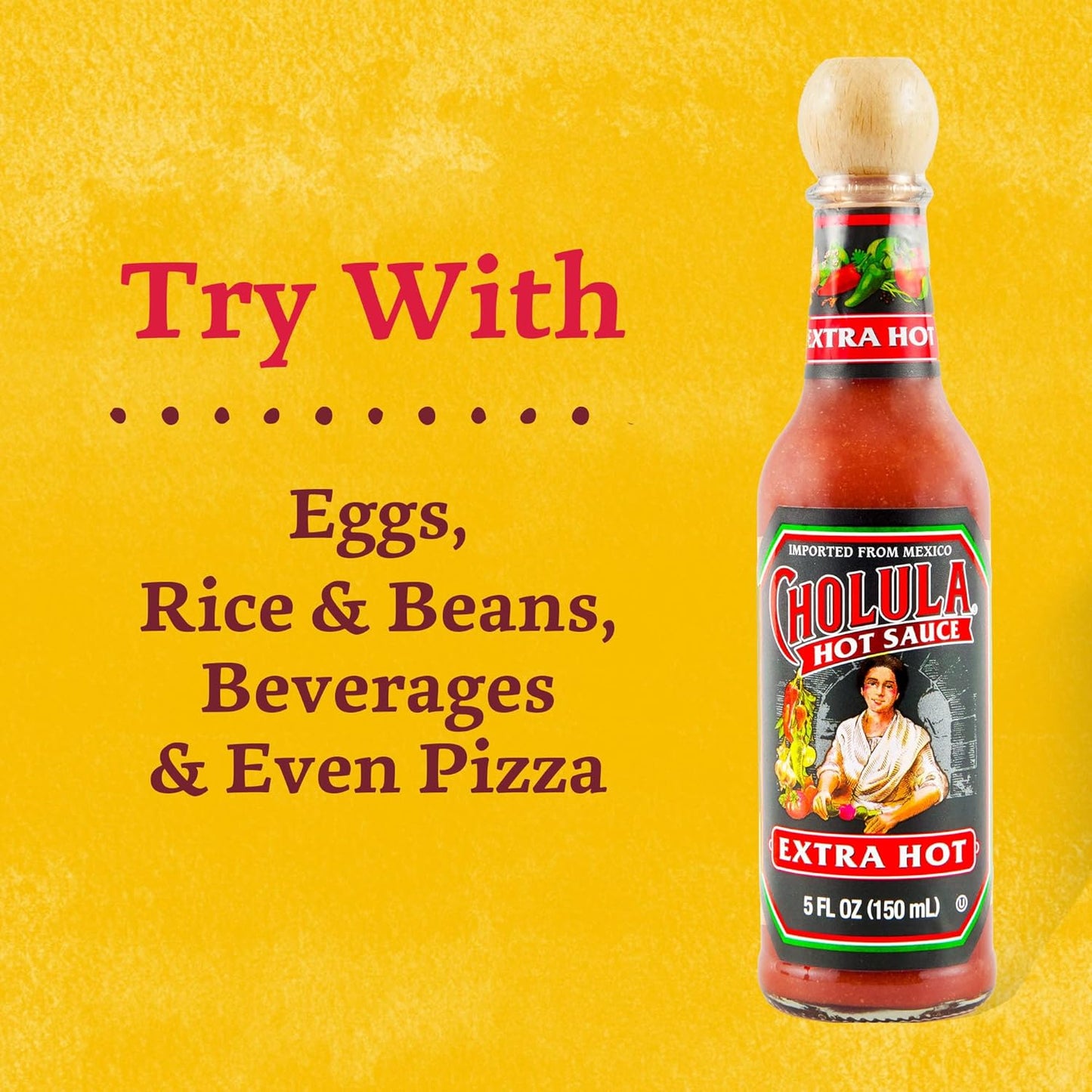 Cholula Hot Sauce Extra Hot – Compact Refrigerator-Door Staple, No-Clutter Pantry Essential, 5 fl oz