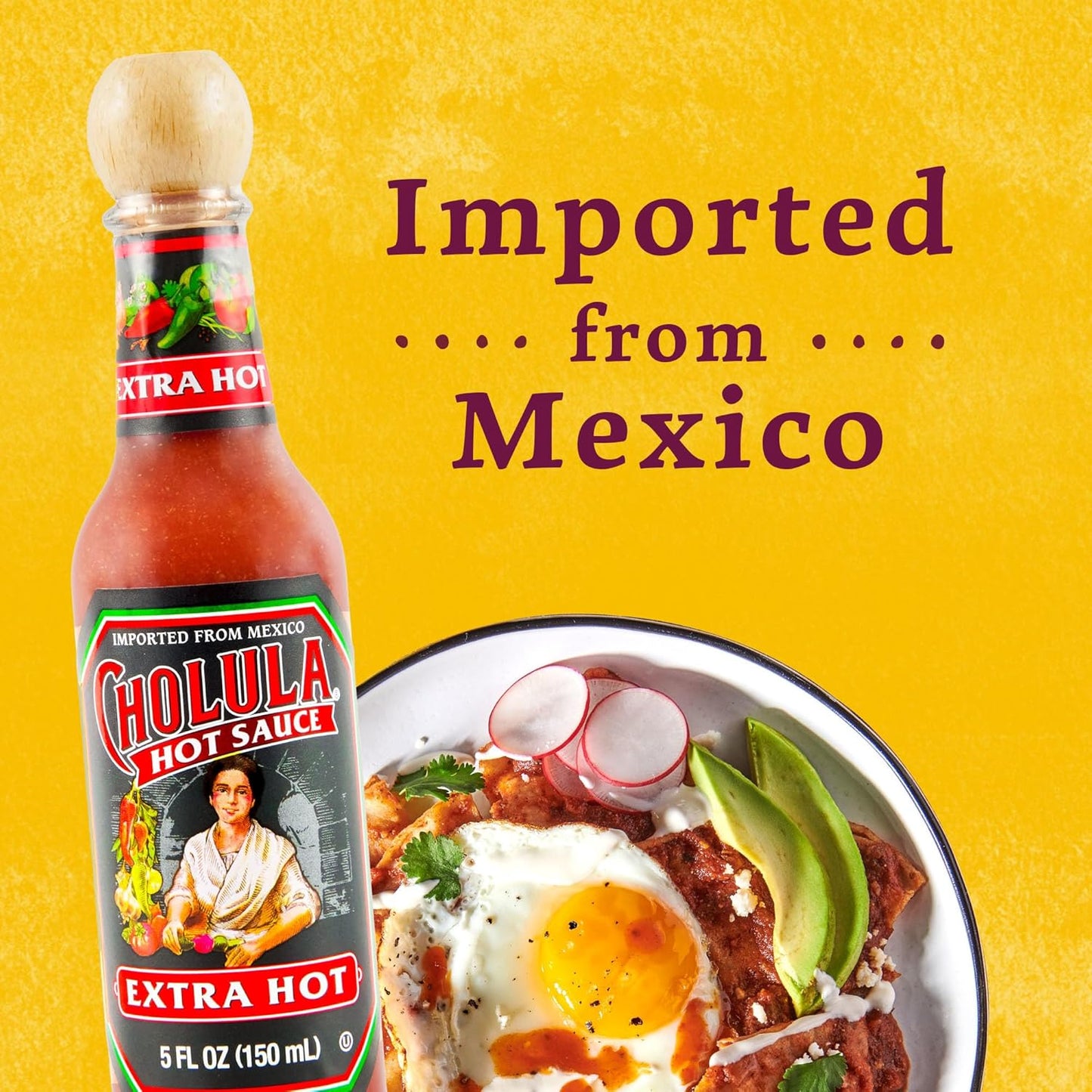 Cholula Hot Sauce Extra Hot – Compact Refrigerator-Door Staple, No-Clutter Pantry Essential, 5 fl oz