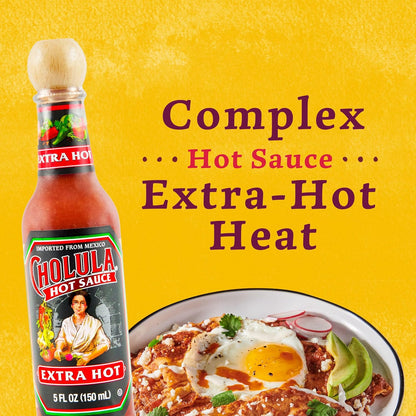 Cholula Hot Sauce Extra Hot – Compact Refrigerator-Door Staple, No-Clutter Pantry Essential, 5 fl oz