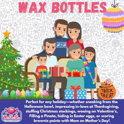 Classic Wax Soda Bottle Candy – Half Pound Stocking Filler and Throwback Birthday Gift for Her and Him