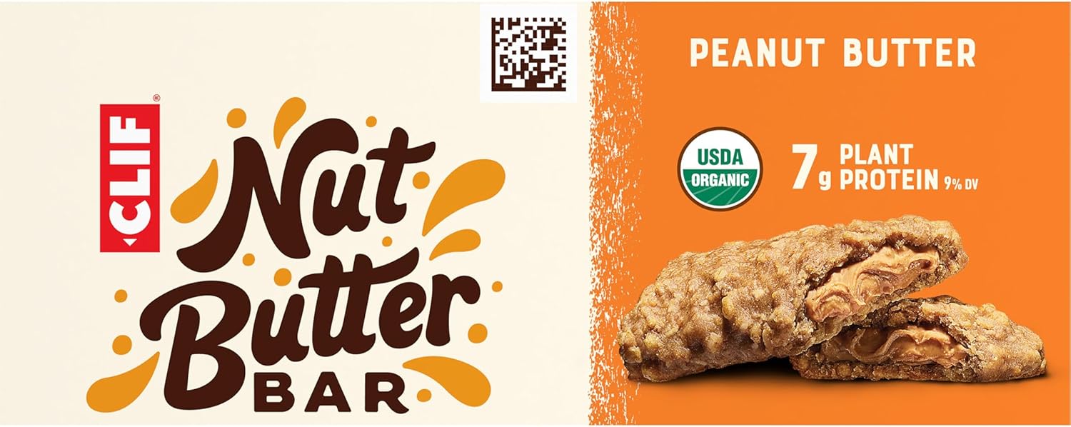 CLIF Nut Butter Bar Peanut Butter – Car Cup Holder Snack for Family Road Trips, 5-Pack